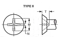 Recess Dimensions for Flat Countersunk Trim Head Tapping Screws - TYPE II